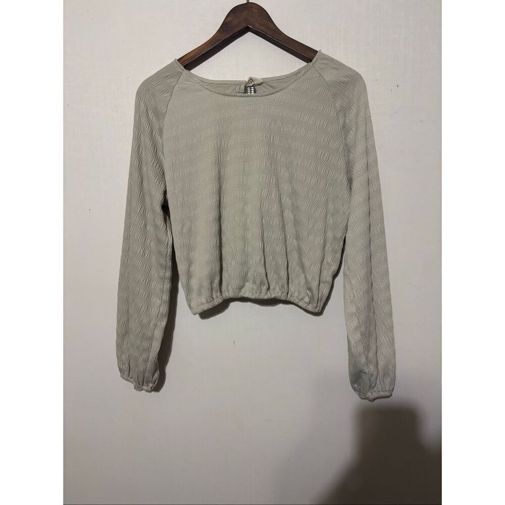 Rewash Women’s Size Large Gray Long Sleeve Open Back Top Shirt